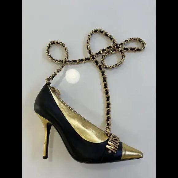 Moschino Bag High Heels Shoes Black And Gold Rare And Collectible -Jeremy Scott - Picture 3 of 8
